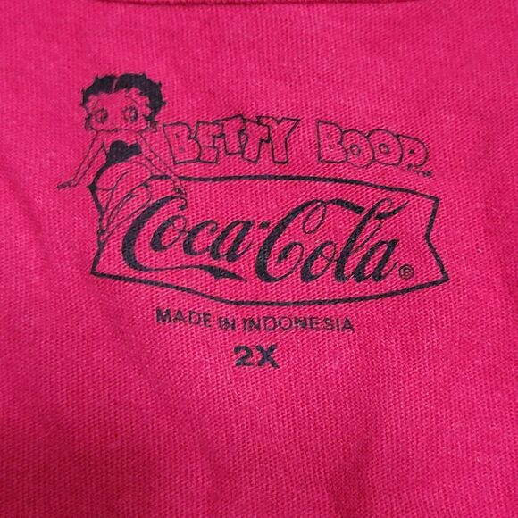 Betty Boop X Coca Cola LS Red V-Neck Sleepwear Tee - Size 2X - Picture 5 of 6
